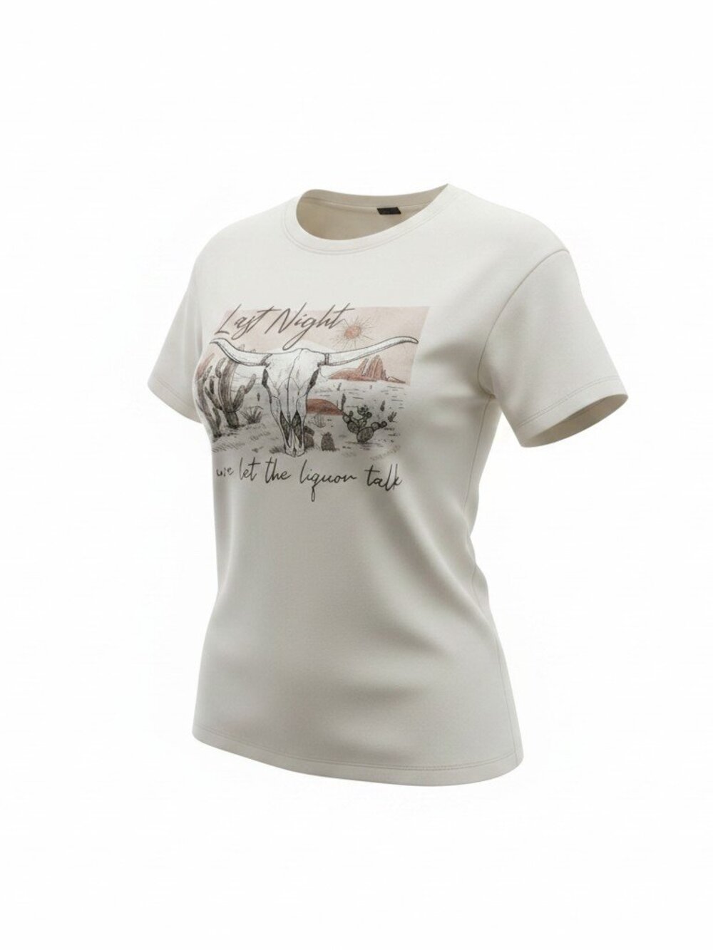 SHEIN Western Longhorn Graphic T-Shirt Off-White (Size XS)